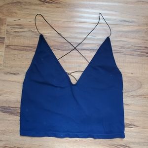 Navy blue free people crop top seamless brami intimates xs